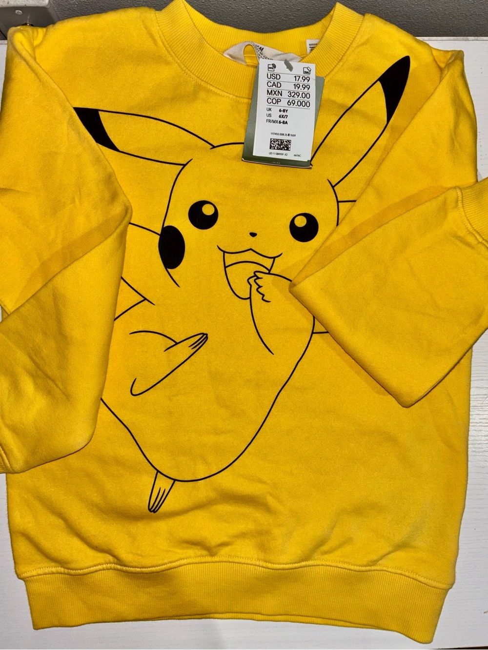 H&M Yellow Pikachu Kids Sweatshirt